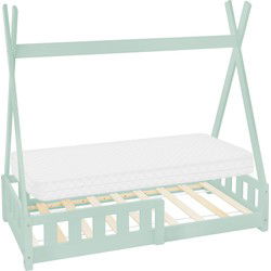 Kinderbed Tipi 70x140 cm mint van grenenhout incl. matras H-10cm uitvalbescherming en lattenbodem ML design