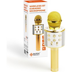 DUTCH ORIGINALS Draadloze Karaoke Microfoon, Bluetooth, AUX, USB verbinding, Gouden karaoke machine voor kinderen en volwassenen, 5,5 uur batterij