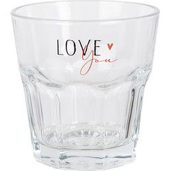 Clayre & Eef Waterglas 200 ml Transparant Glas LOVE Drinkbeker