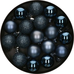 Atmosphera Kerstballen - 18ST - blauw - glans en mat - D3 cm - kunststof - Kerstbal