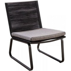 Kome lounge chair alu black/rope black/soil - Yoi