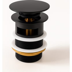 Badplaats Afvoerplug Mat Zwart - Pop up Plug voor Wastafel met Overloop