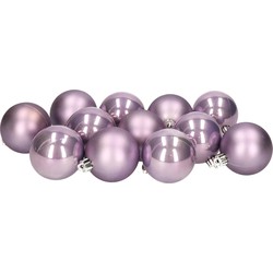 12x stuks kunststof kerstballen lichtpaars 6 cm glans/mat - Kerstbal