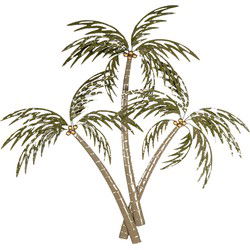 Clayre & Eef Wanddecoratie Palm Groen Bruin IJzer Palmboom