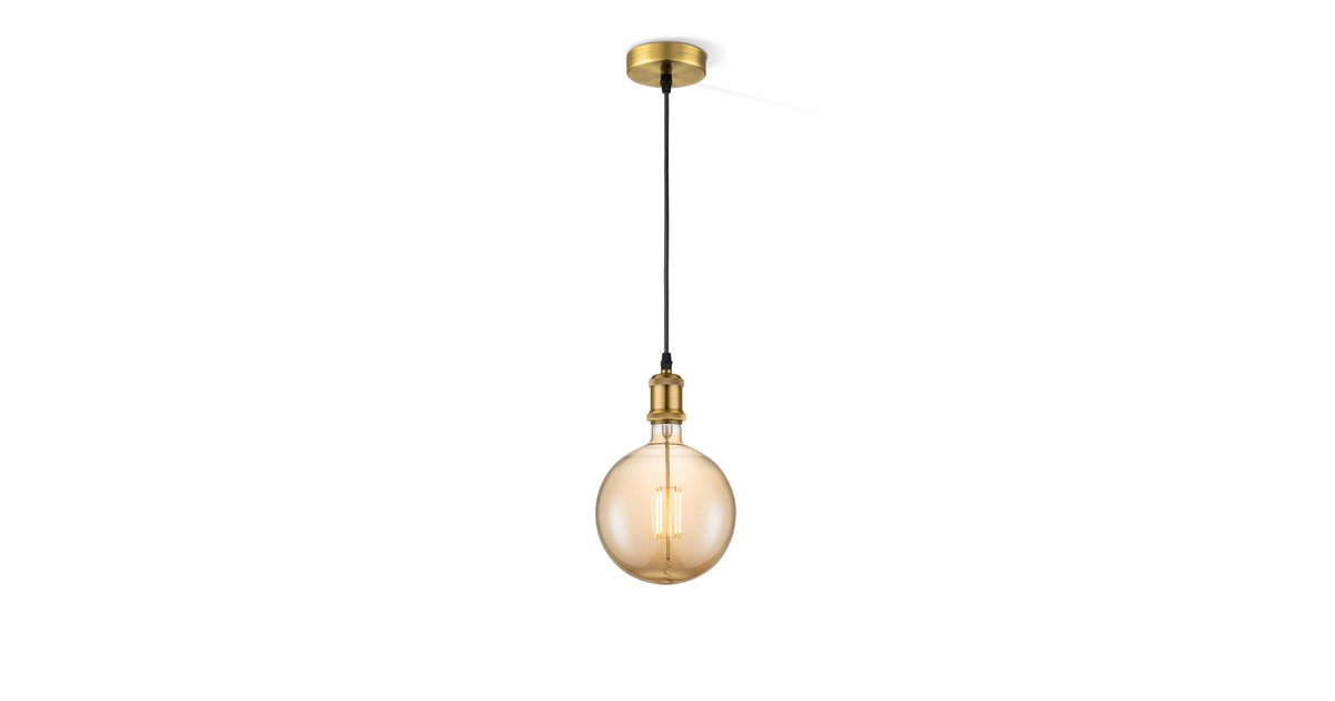 Home Sweet Home hanglamp brons vintage - hanglamp inclusief LED filament lichtbron G180 - dimbaar - pendel lengte 100 cm - inclusief E27 LED lichtbron - amber