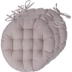 Atmosphera Stoelkussens rond - 6x - beige - katoen - 38 x 6.5 cm - wicker zitkussen - tuinstoelkussens