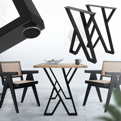 2 tafelpoten B50xH71 cm tafellopers X-vormig staal met poedercoating zwart ML design