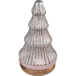 Clayre & Eef Kerstdecoratie Kerstboom 24 cm Roze Hout Glas