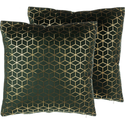 CELOSIA  - Sierkussen set van 2 - Donkergroen - 45 x 45 cm - Fluweel