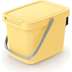 Keden GFT aanrecht afvalbak - geel - 6L - afsluitbaar - 20 x 26 x 20 cm - klepje/hengsel - Prullenbakken