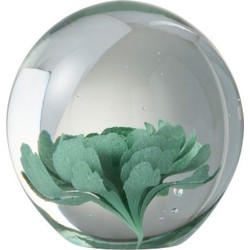  J-Line Papiergewicht Glas Bloem Transparant Muntgroen - Medium
