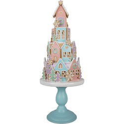 Clayre & Eef Gingerbread house 59 cm Blauw Roze Kunststof Peperkoekhuisje