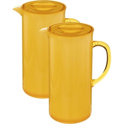 5Five Sapkan/schenkkan karaf met deksel - 3x - geel - 1950 ml - kunststof - Schenkkannen