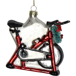 Ornament kerstbal Hometrainer Glas Rood 10.2 cm