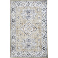 Vercai Rugs Fenix Collectie - Laagpolig Vloerkleed - Modern Tapijt met Vintage Ontwerp - Chenille - Geel - 120x180 cm