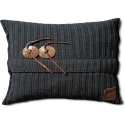 Knit Factory Aran Sierkussen - Antraciet - 60x40 cm - Inclusief kussenvulling