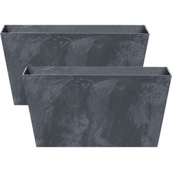Prosperplast Plantenbak - 2x - kunststof - 40 x 20 x 15 cm - antraciet - Plantenbakken
