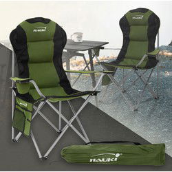 Opvouwbare campingstoel tot 150 kg Khaki met bekerhouder incl. draagtas HAUKI