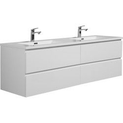 Badplaats Badkamermeubel Set Angela 160 cm - Hoogglans wit - Badmeubel met Witte Wastafel