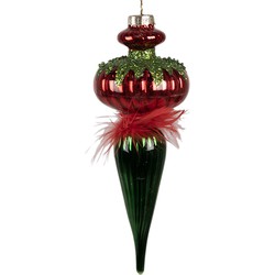 Clayre & Eef Kerstbal  18 cm Rood Groen Glas Kerstboomversiering