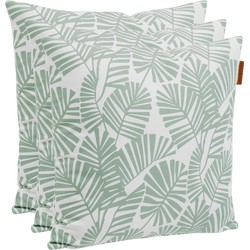 3x Stuks Bank/sier/tuin kussens voor binnen en buiten palm print 40 x 40 cm - tuinstoelkussens