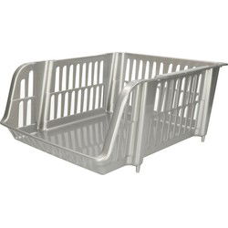 Plasticforte Stapelbare opbergmand - Zilver - 16L - Opbergmanden