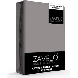 Zavelo Hoeslaken Katoen Strijkvrij Grijs-Lits-jumeaux (180x200 cm)
