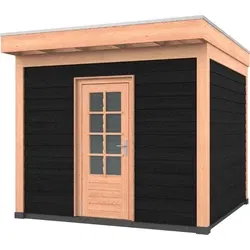 Douglas overkapping 300 x 300, met zwarte schuur en achterwand, Westwood Comfort Green