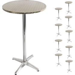 Cosmo Casa  Set of 10 aluminum bar tables - Bistro tables - Height adjustable 70/110cm Ø=60cm - Foldable