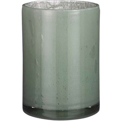 Mica Decorations Vaas Estelle rond cilinder recycled glas lichtgroen - H 23 x Ø 17 cm - Bloemenvaas - bloempot
