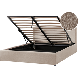 MONTLAUR - Bed met opbergruimte - Taupe - 160 x 200 cm - Bouclé
