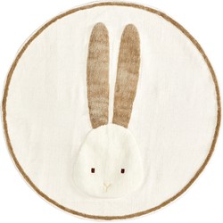 Kave Home - Rond beige Yanil-vloerkleed van katoen met konijntje Ø 100 cm