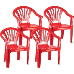 6x stuks kunststof rood kinderstoeltjes 35 x 28 x 50 cm - Kinderstoelen