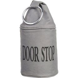 Canvas deurstopper grijs met ring -H 28 cm - Deur vastzetter - Deurstoppers