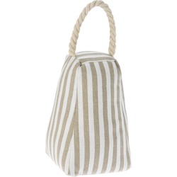 H&S Collection Deurstopper - beige - gestreept - 14 x 13 x 21 cm - polyester - met strepen - Deurstoppers