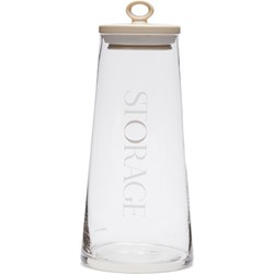 Riviera Maison Voorraadpot glas met Beige deksel - RM Loft Storage Jar - Transparant - Glas, Keramiek - Maat L