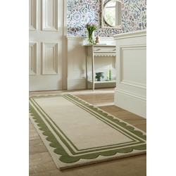 Loper - Laagpolig vloerkleed Lois - 100% Wol - Groen - 80 x 230 cm