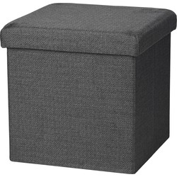 Urban Living Poef/hocker - opbergbox zit krukje - donkergrijs - polyester/mdf - 38 x 38 cm - opvouwbaar - Poefs