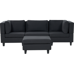 UNSTAD - Driezitsbank met ottomaan - Zwart - Polyester