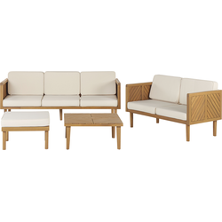 BARATTI - Loungeset voor 5 - Lichthout/Wit - Acaciahout
