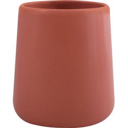 MSV Badkamer drinkbeker Malmo - Keramiek - terracotta - 8 x 10 cm - Tandenborstelhouders