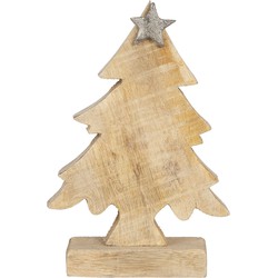 Clayre & Eef Decoratie kerstboom 12*5*15 cm Bruin Decoratief Figuur Decoratieve Accessoires