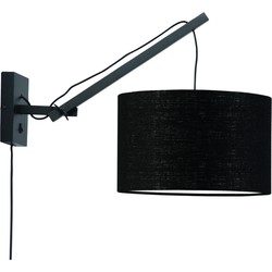 Wandlamp Andes - Bamboe Zwart/Zwart - 50x32x45cm