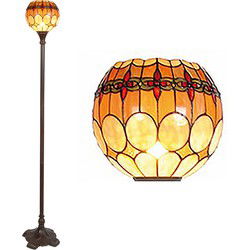 Lumilamp Tiffany Vloerlamp Bruin Geel Glas