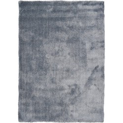 Vercai Rugs Shadow Collectie - Hoogpolig Vloerkleed - Zacht Tapijt voor Woonkamer - Polyester - Zilver / Blauw - 60x110 cm