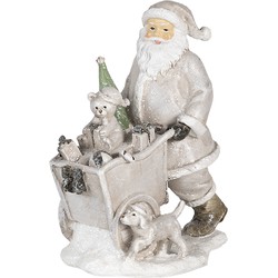 Clayre & Eef Beeld Kerstman 12x8x15 cm Zilverkleurig Polyresin Kerstdecoratie