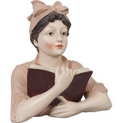 Clayre & Eef Beeld Vrouw 16x11x19 cm Beige Roze Polyresin Woonaccessoires