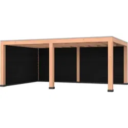 Douglas overkapping, 600 x 400, met zwarte achterwand en zijwand, Westwood Modern