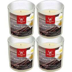 Trend Candles Geurkaars - 4x - in glas - Anti tabac aroma - 8 uren - geurkaarsen