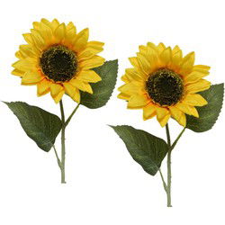 Everlands Kunstbloem Zonnebloem tak - 4x - 64 cm - geel - zijdebloem - Kunstbloemen